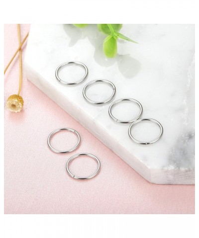 Hypoallergenic Nose Rings Hoops 6-8Pcs 18G 316L Stainless Steel Hinged Segment Clicker Rings for Septum Cartilage Daith Conch...