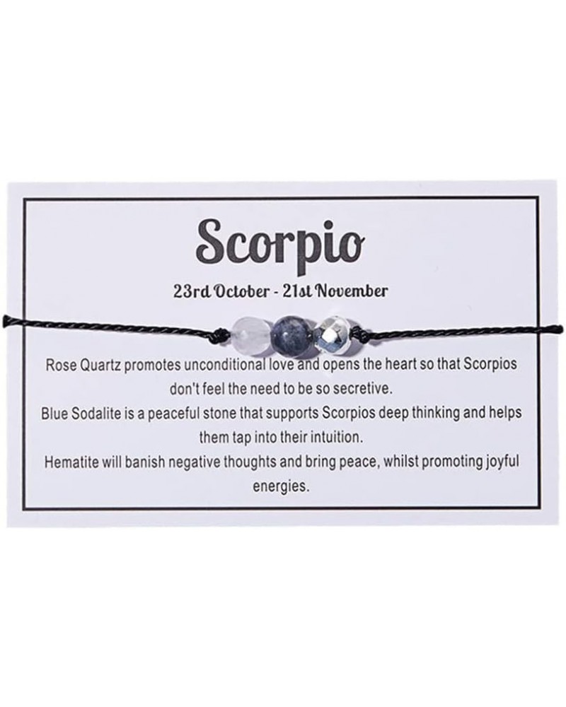 Zodiac Bracelets Braided Rope Natural Stone Healing Gemstone Crystal 12 Constellation Bracelet for Women Jewelry Scorpio $8.2...