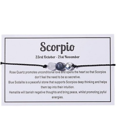 Zodiac Bracelets Braided Rope Natural Stone Healing Gemstone Crystal 12 Constellation Bracelet for Women Jewelry Scorpio $8.2...