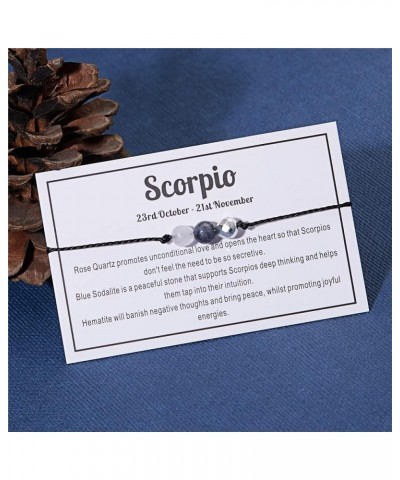 Zodiac Bracelets Braided Rope Natural Stone Healing Gemstone Crystal 12 Constellation Bracelet for Women Jewelry Scorpio $8.2...