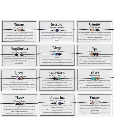 Zodiac Bracelets Braided Rope Natural Stone Healing Gemstone Crystal 12 Constellation Bracelet for Women Jewelry Scorpio $8.2...