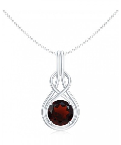 Natural Garnet Knot Infinity Solitaire Pendant Necklace for Women in Sterling Silver / 14K Solid Gold 5MM Platinum $42.57 Others