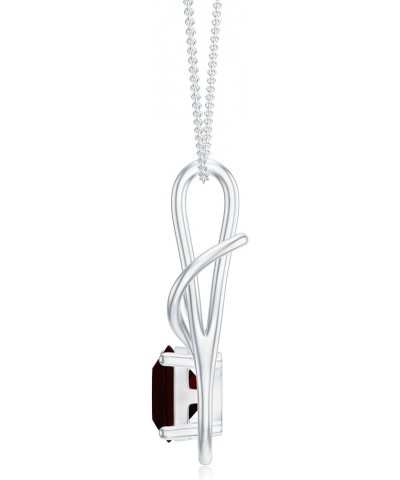 Natural Garnet Knot Infinity Solitaire Pendant Necklace for Women in Sterling Silver / 14K Solid Gold 5MM Platinum $42.57 Others