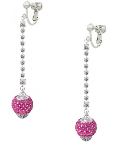 Silvertone Crystal Sparkle Spinner Silver-tone Long Sparkle Dangle Clip on Earrings Hot Pink $44.87 Earrings