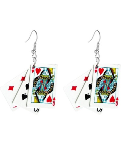 Poker Card Earrings for Women Girls Funny Colorful Resin Playing Card Irregular Dangle Drop Casual Asymmetric Earring Jewelry...