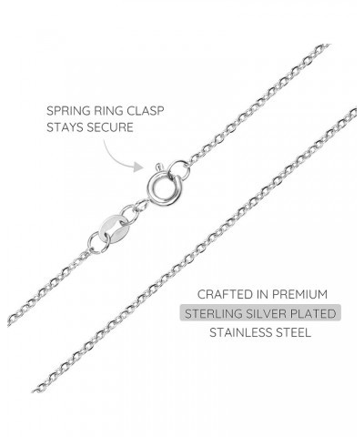 Sterling Silver Cable Link Chain Necklace –Thin, Dainty, Sterling Silver Plated Stainless Steel Jewelry for Women & Men with ...