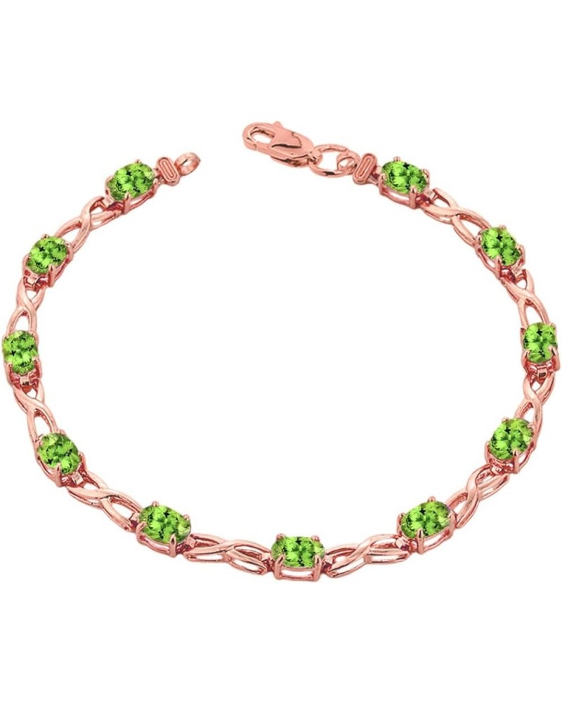 Elegant 14k Rose Gold Personalized Genuine Birthstone Infinity Bracelet 8.5 Inches Peridot $168.09 Bracelets