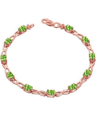 Elegant 14k Rose Gold Personalized Genuine Birthstone Infinity Bracelet 8.5 Inches Peridot $168.09 Bracelets