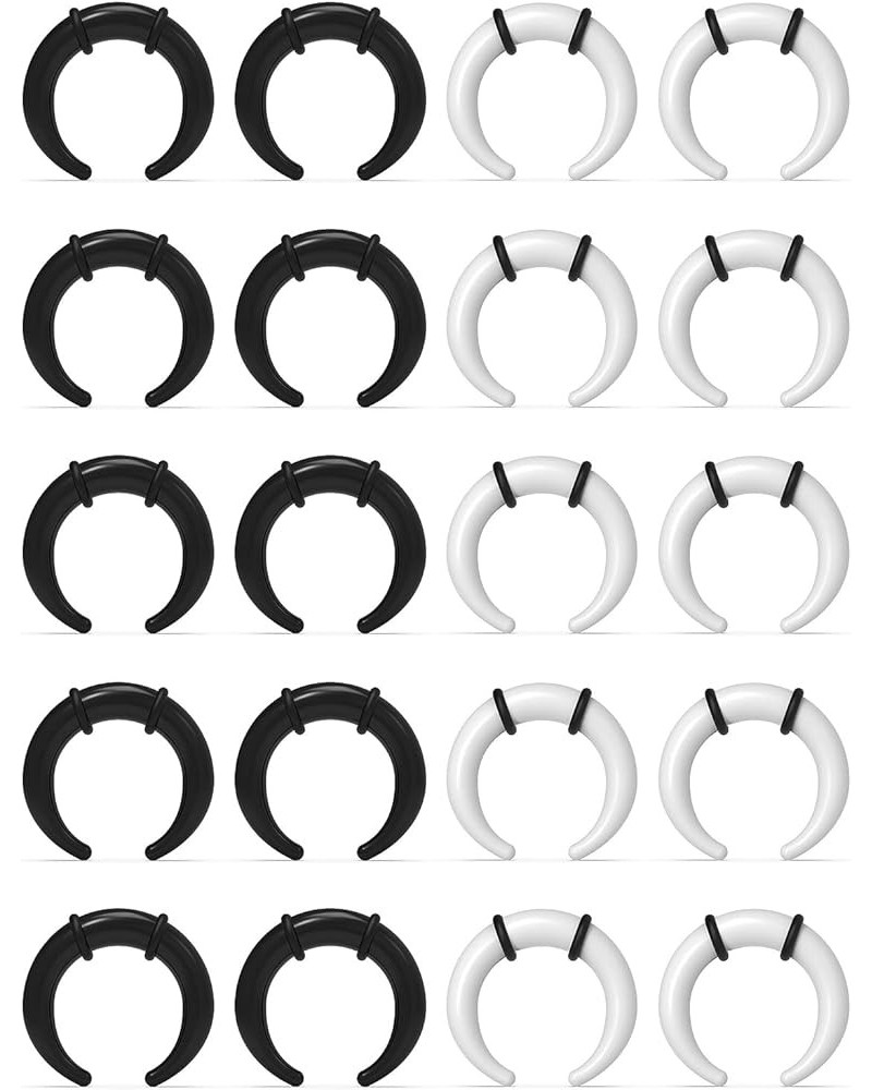 Vqoxaggi 20Pcs 14G 12G 8G 6G 4G Acrylic C Shaped Septum Pincher Tapers Septum Rings Buffalo Stretcher Expander with Black O-R...