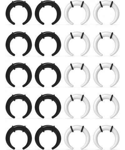 Vqoxaggi 20Pcs 14G 12G 8G 6G 4G Acrylic C Shaped Septum Pincher Tapers Septum Rings Buffalo Stretcher Expander with Black O-R...