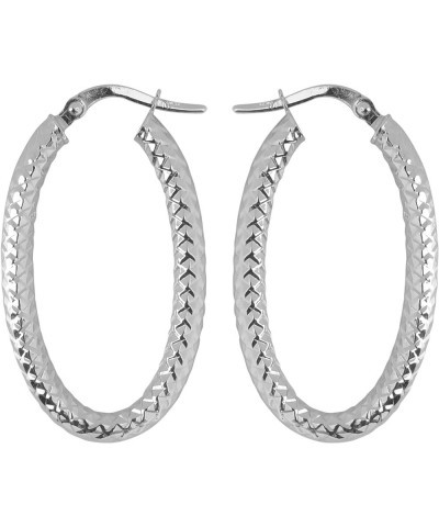 10k Gold Diamond-cut Oval Hoop Earrings White Gold $51.94 Earrings