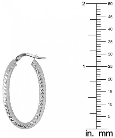 10k Gold Diamond-cut Oval Hoop Earrings White Gold $51.94 Earrings