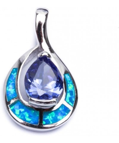 Hot Simulated Tanzanite & Lab Created Blue Opal .925 Sterling Silver Pendant Necklace $9.46 Necklaces