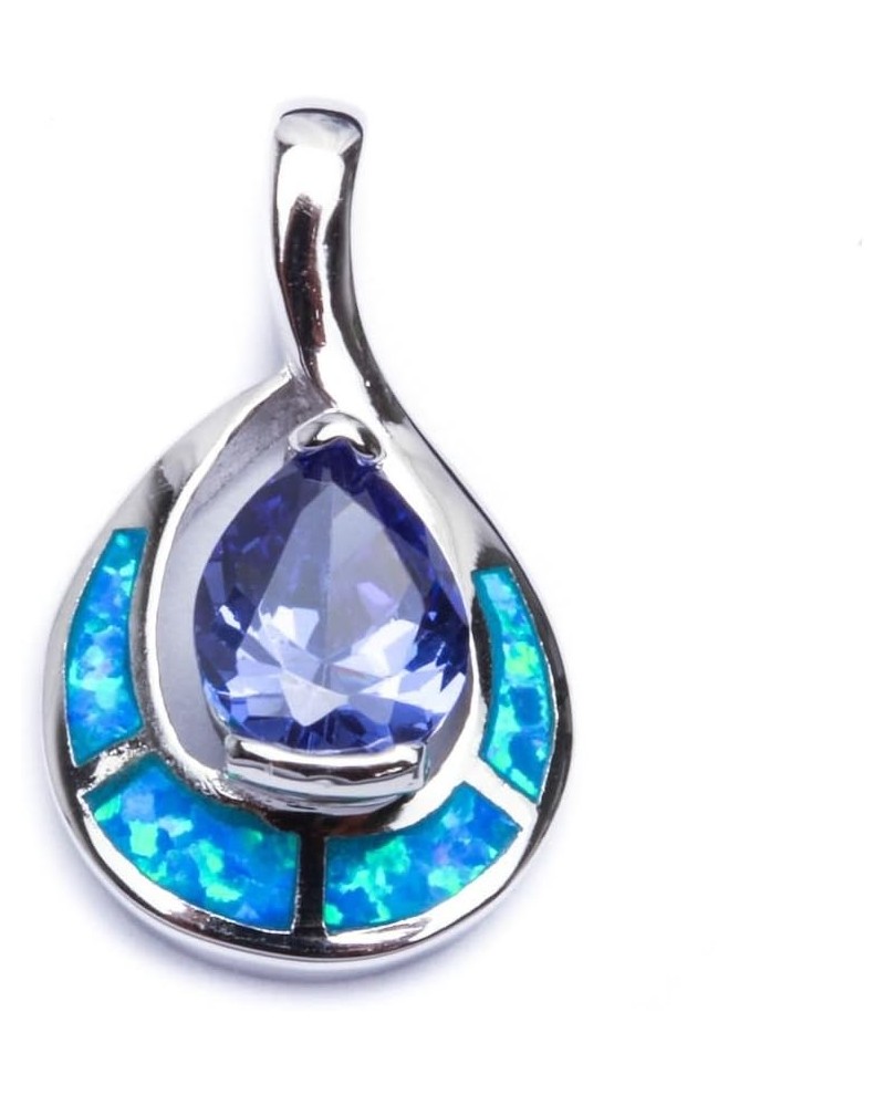 Hot Simulated Tanzanite & Lab Created Blue Opal .925 Sterling Silver Pendant Necklace $9.46 Necklaces