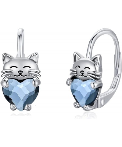 925 Sterling Silver Cat Earrings Cute Animal Kitten Stud Earrings cat Jewelry Gifts for Women Girls Hypoallergenic Earrings f...