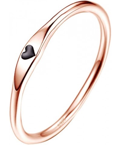 925 Sterling Silver Simple Carve Heart Wedding Band Stackable Promise Ring for Her Size 5-10 7.5 1 PCS B-Rose Gold-Black $10....