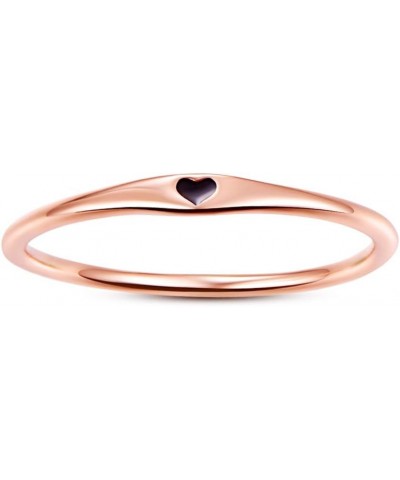 925 Sterling Silver Simple Carve Heart Wedding Band Stackable Promise Ring for Her Size 5-10 7.5 1 PCS B-Rose Gold-Black $10....