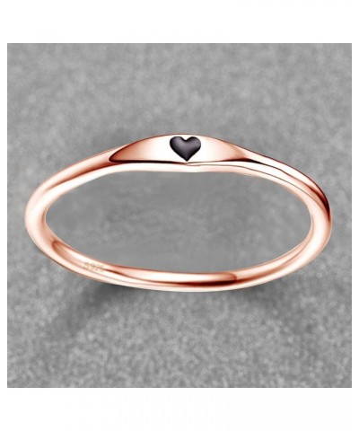 925 Sterling Silver Simple Carve Heart Wedding Band Stackable Promise Ring for Her Size 5-10 7.5 1 PCS B-Rose Gold-Black $10....