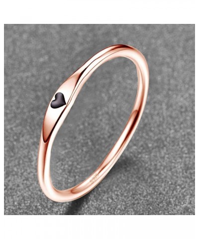 925 Sterling Silver Simple Carve Heart Wedding Band Stackable Promise Ring for Her Size 5-10 7.5 1 PCS B-Rose Gold-Black $10....