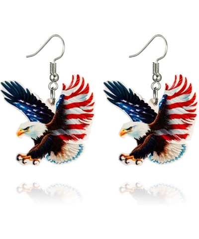 American Flag Earrings for Women Girls Unique Handmade Red White Blue USA Flag Dangle Drop Earrings 4th of July Independence ...