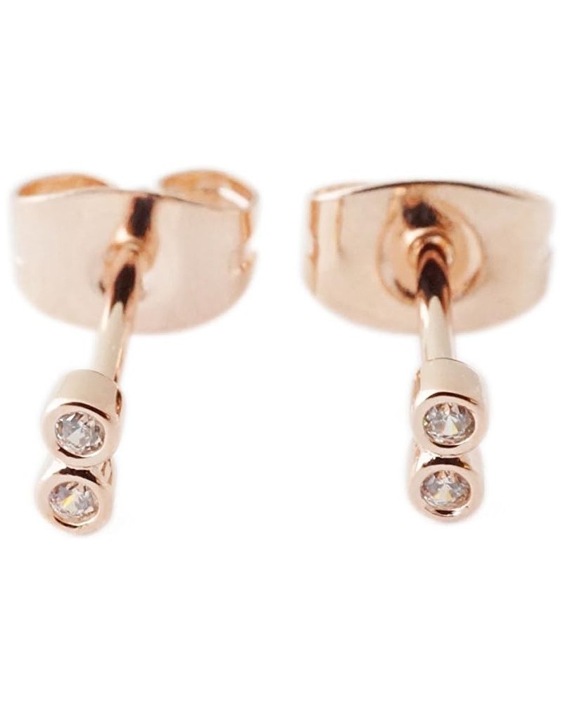 Tiny Double Crystal Stud Earrings | Minimalist, Delicate Jewelry Rose Gold $11.69 Earrings