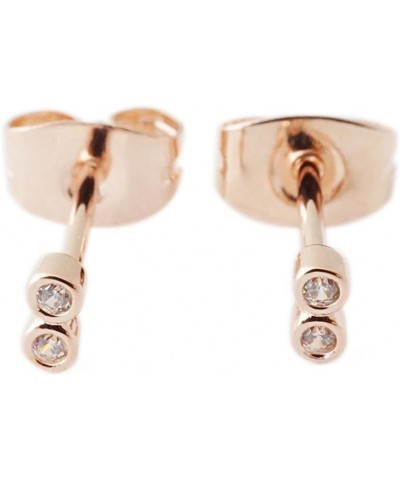 Tiny Double Crystal Stud Earrings | Minimalist, Delicate Jewelry Rose Gold $11.69 Earrings