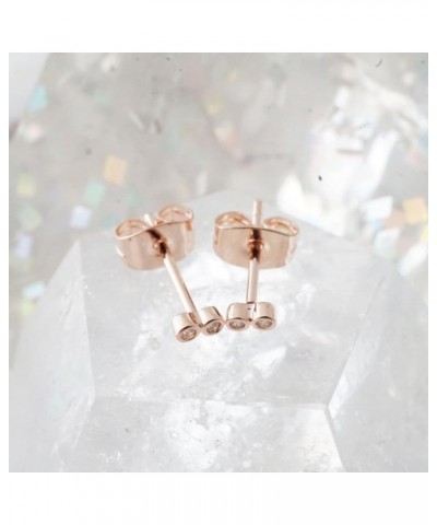 Tiny Double Crystal Stud Earrings | Minimalist, Delicate Jewelry Rose Gold $11.69 Earrings