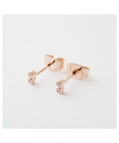 Tiny Double Crystal Stud Earrings | Minimalist, Delicate Jewelry Rose Gold $11.69 Earrings