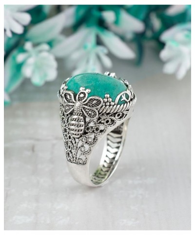 925 Sterling Silver Filigree Art Queen Bee Detailed Women Statement Ring with Gemstone, Gift Boxed Amazonite $32.50 Rings