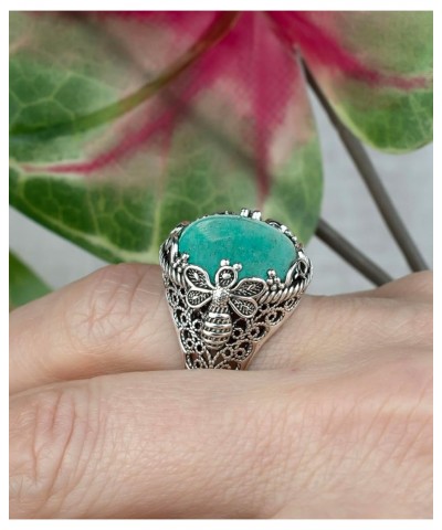 925 Sterling Silver Filigree Art Queen Bee Detailed Women Statement Ring with Gemstone, Gift Boxed Amazonite $32.50 Rings