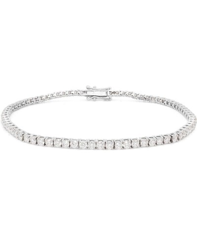 Round Cut Lab Created Moissanite Diamond Tennis Bracelet Jewelry For Men Women In 14K White Gold Over 925 Sterling Silver VVS...