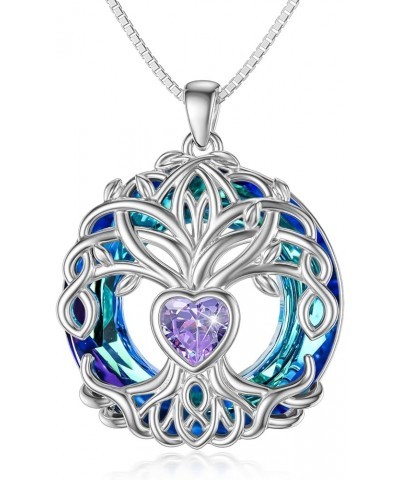 Christmas Gifts for Women Tree of Life Necklaces for Women 925 Sterling Silver Tree of Life Pendant with Birthstone Birthday ...