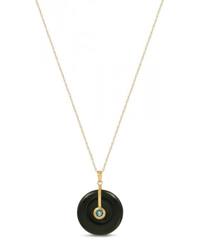 14K Yellow Gold 21mm Round Jade Pendant Necklace with Gemstone 17 Black $77.94 Necklaces