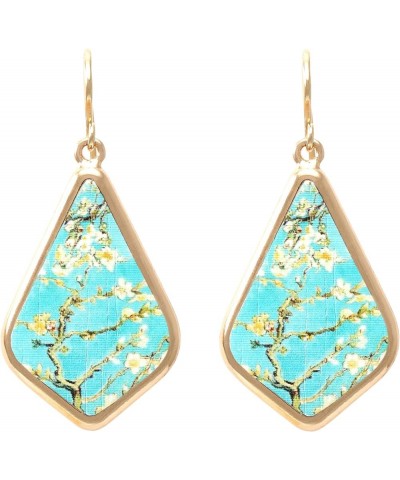 Natural Inspired Print Design on Recylcled wood Rhombus Dangle Drop Earrings for Women VAN GOGH $8.24 Earrings