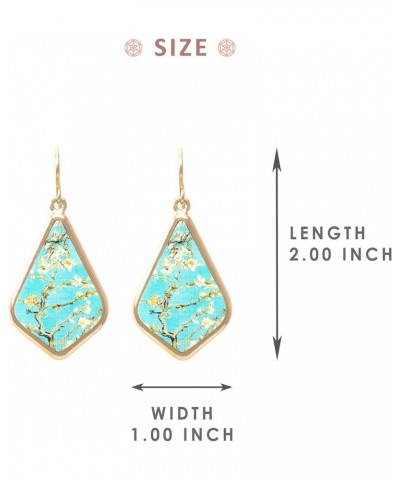 Natural Inspired Print Design on Recylcled wood Rhombus Dangle Drop Earrings for Women VAN GOGH $8.24 Earrings