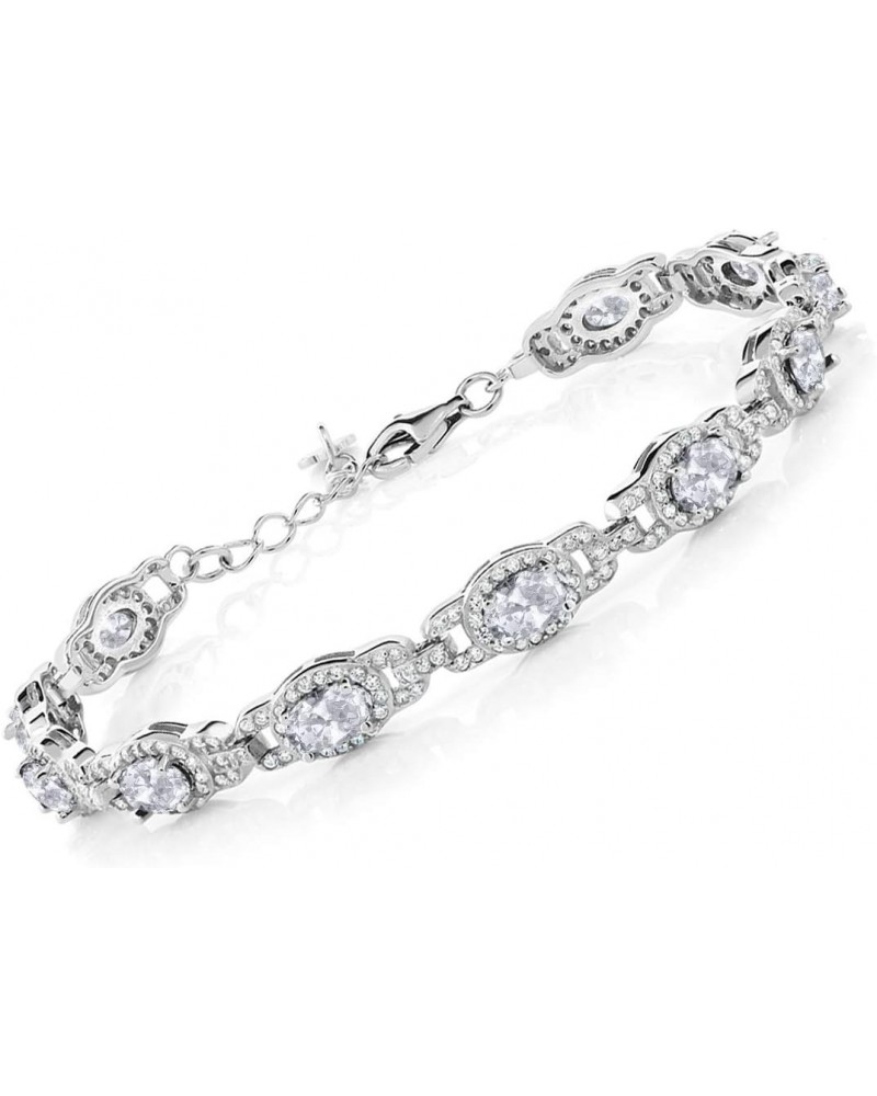 925 Sterling Silver Oval White Topaz Tennis Bracelet For Women (10.20 Cttw, 7 inch With 1 Inch Extender) $40.95 Bracelets