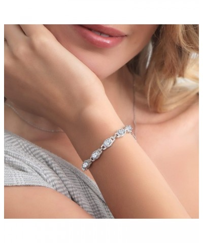 925 Sterling Silver Oval White Topaz Tennis Bracelet For Women (10.20 Cttw, 7 inch With 1 Inch Extender) $40.95 Bracelets