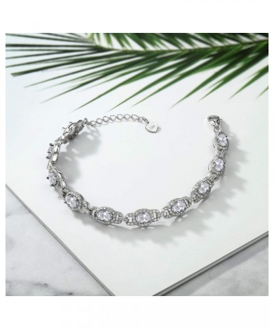 925 Sterling Silver Oval White Topaz Tennis Bracelet For Women (10.20 Cttw, 7 inch With 1 Inch Extender) $40.95 Bracelets