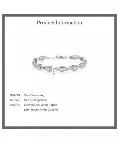 925 Sterling Silver Oval White Topaz Tennis Bracelet For Women (10.20 Cttw, 7 inch With 1 Inch Extender) $40.95 Bracelets