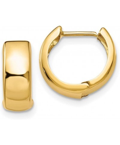 4mm Polished Hinged Hoop Huggie Earrings in Real 14k Gold Yellow Gold - 12mm $62.22 Earrings