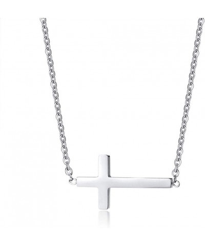 18K Gold Plated Stainless Steel Sideways Cross Necklace Small Simple Cross Pendant Necklace Delicate Christian Necklace for W...