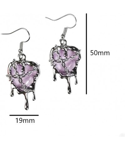 Gothic Earrings Dangle, Y2k Chain Melting Heart Hypoallergenic Earrings Dangling, Punk Y2k Goth Accessories for Women and Gir...