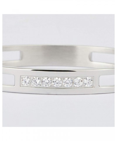 8mm Silver Color Bangle Hollow Stainless Steel with Rhinestone Bracelets 6.7 Inches $9.68 Bracelets