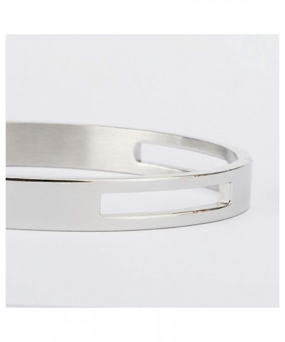 8mm Silver Color Bangle Hollow Stainless Steel with Rhinestone Bracelets 6.7 Inches $9.68 Bracelets