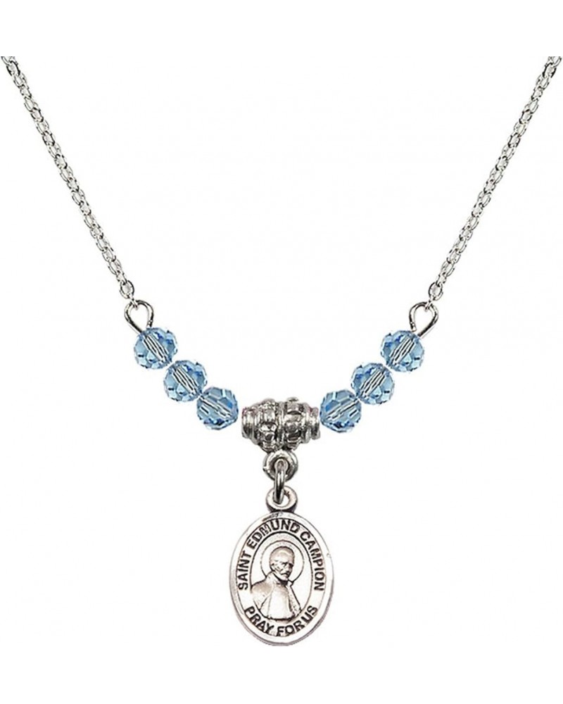 March Birth Month Bead Necklace with Catholic Patron Saint Petite Charm, 18 Inch Saint Edmund Campion $26.60 Necklaces