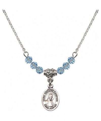 March Birth Month Bead Necklace with Catholic Patron Saint Petite Charm, 18 Inch Saint Edmund Campion $26.60 Necklaces