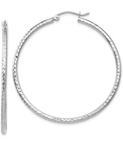 14k White Gold Diamond-Cut Hoop Earrings, (2mm Tube) 45mm $61.23 Earrings