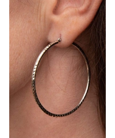 14k White Gold Diamond-Cut Hoop Earrings, (2mm Tube) 45mm $61.23 Earrings