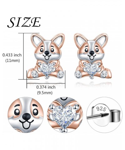 Corgi Earrings Jewelry Gifts for Women Girls 925 Sterling Silver Corgi Dog Stud Earrings CZ Cubic Zirconia Stud Earrings Cute...