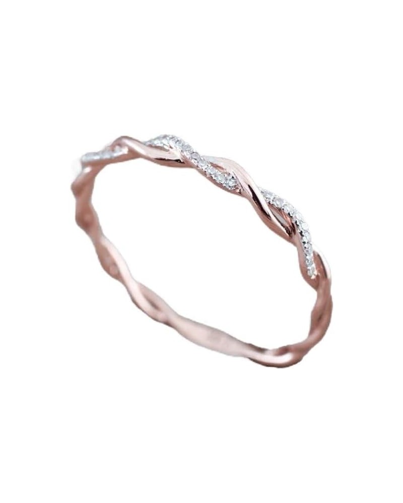 Dainty Pave Twist Stacking Ring 10 Rose Gold $31.32 Others